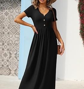elegant button front maxi dress